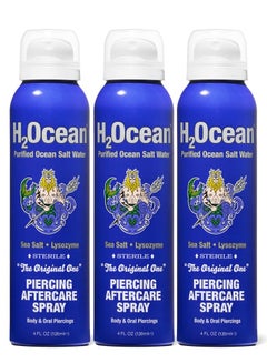 H2Ocean H2Ocean Piercing Aftercare Spray, 4oz Set of 3 Sea Salt Keloid