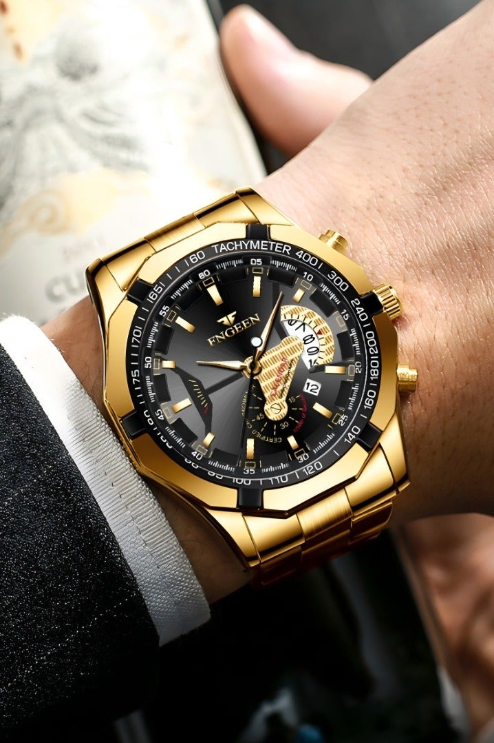 فنجين ساعة للرجال، ساعات كوارتز التجارية ساعات المعصم للرجال ساعات مضادة للماء للرجال ساعات رقمية بسيطة أنيقة - Image 3