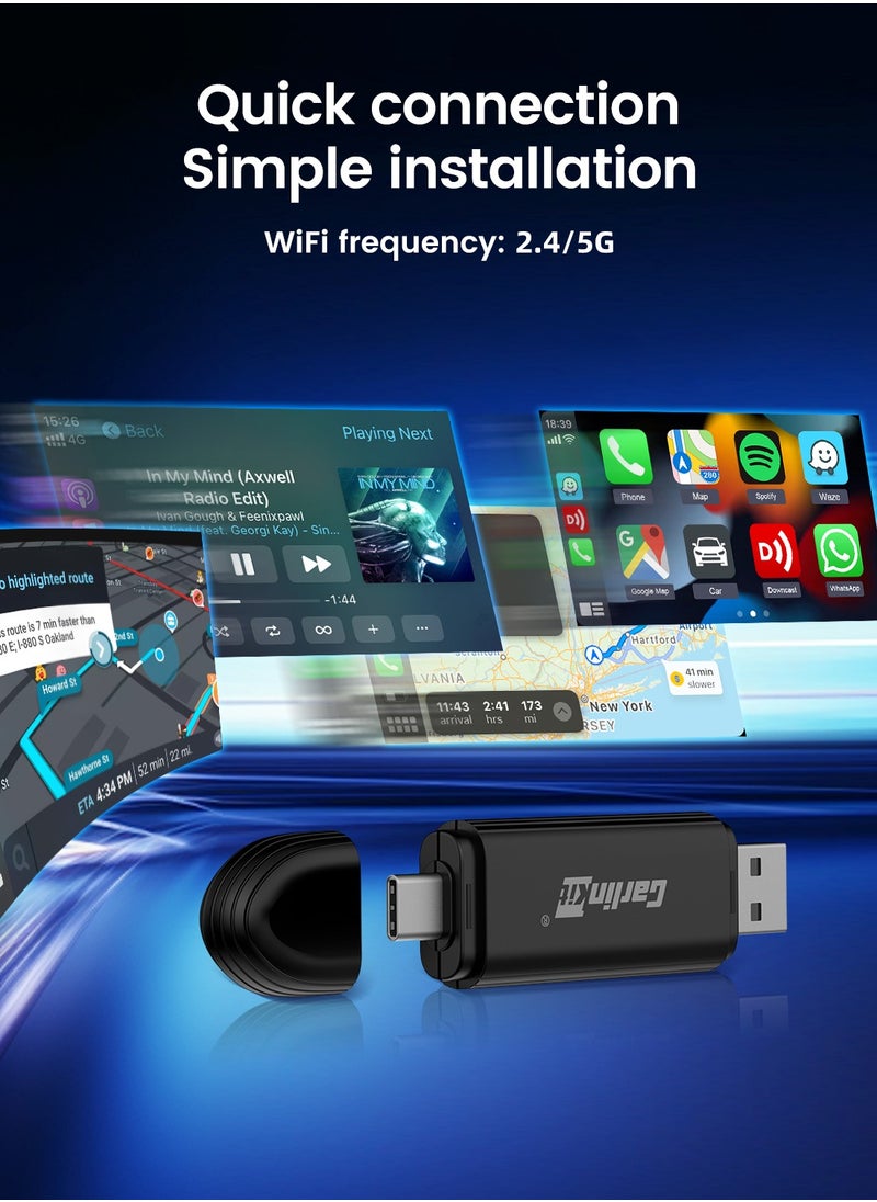 Carlinkit - MINISE Wireless CarPlay Adapter USB-A/C for iPhone Convert Wired to Wireless Carplay Fast-Connect Plug&Play FOTA - Image 1