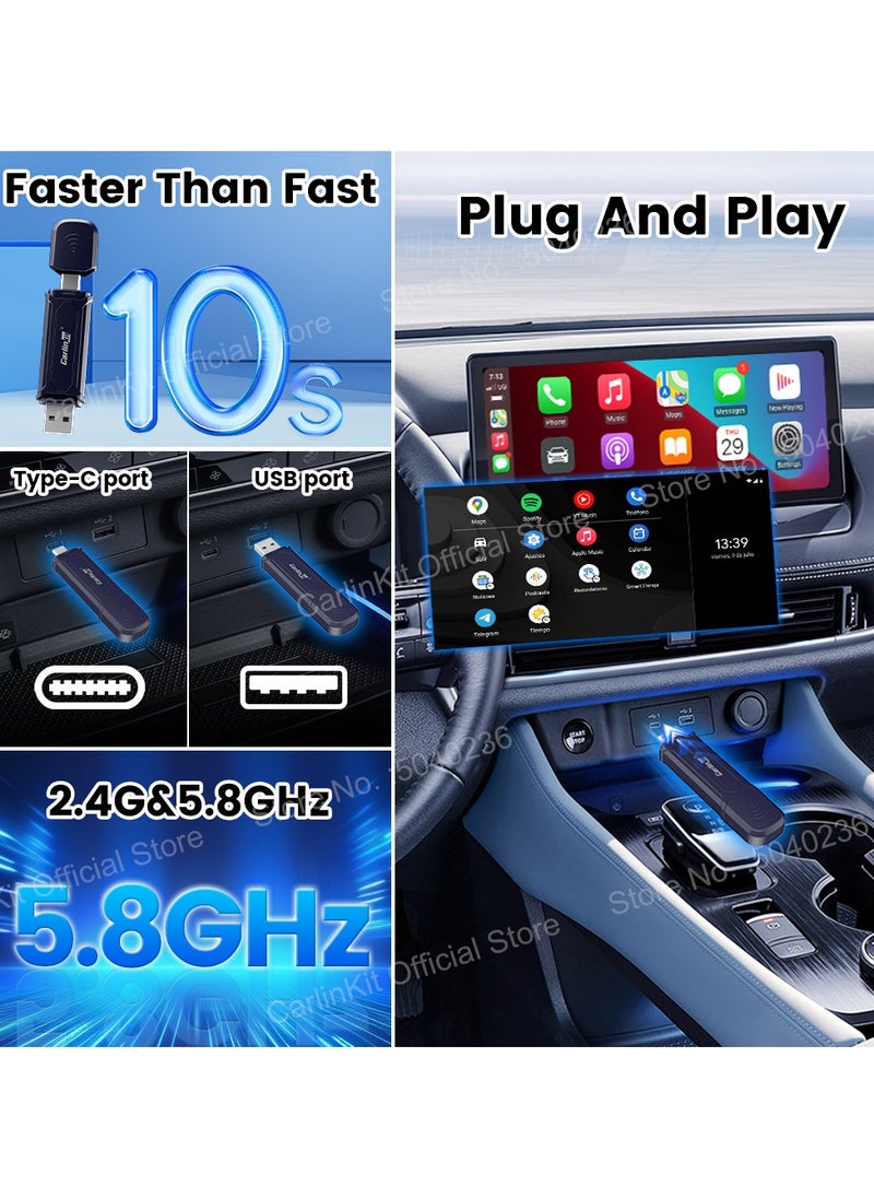 Carlinkit - MINISE Wireless CarPlay Adapter USB-A/C for iPhone Convert Wired to Wireless Carplay Fast-Connect Plug&Play FOTA - Image 1
