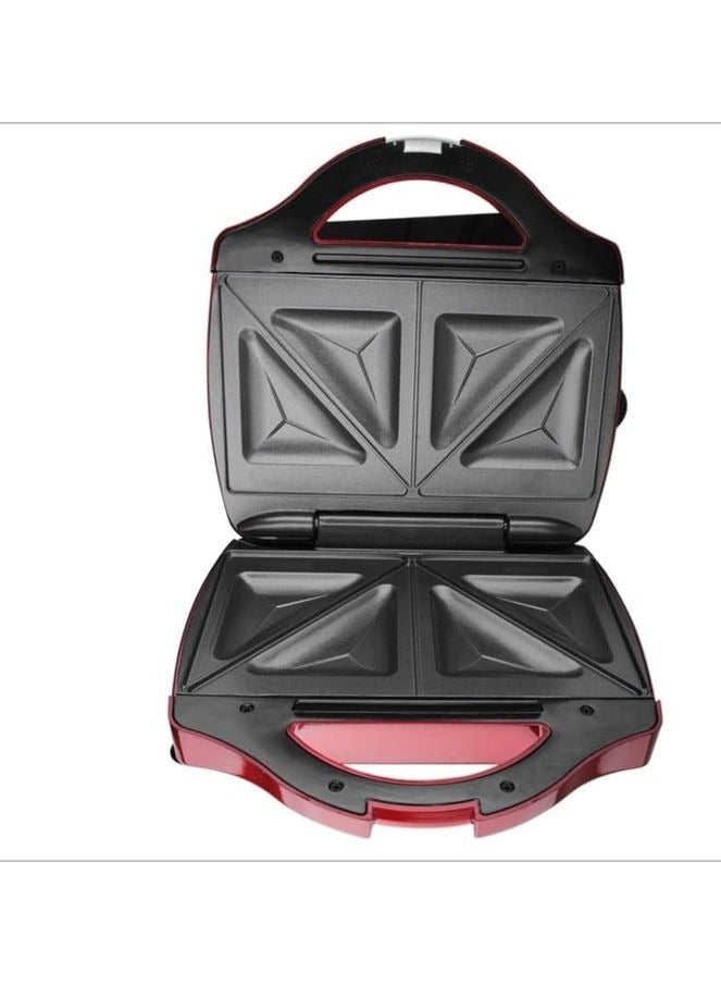 DSP Sandwich Maker Toaster 750W 2pcs Fixed Triangle Plates Non-Stick Coating With Indicator Light, Non-Slip Feet Stand Upright For Storage And Space Saving KC1003 Color Wine