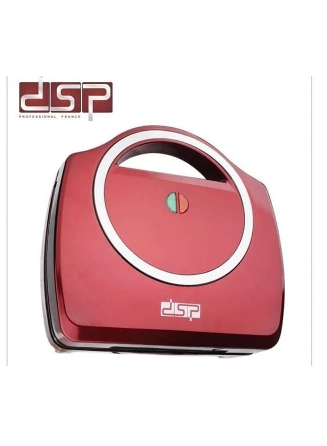 DSP Sandwich Maker Toaster 750W 2pcs Fixed Triangle Plates Non-Stick Coating With Indicator Light, Non-Slip Feet Stand Upright For Storage And Space Saving KC1003 Color Wine