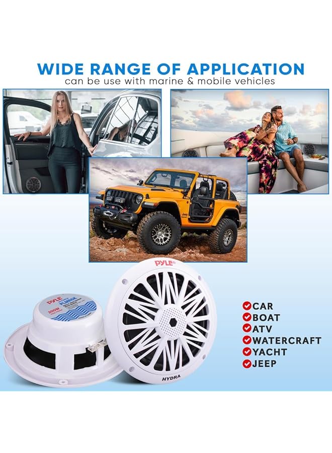 Pyle 200 Watt Marine Speaker System - Weather Resistant Dual 2 Way 6.5 Inch Outdoor Stereo Audio Sound Speakers W/ 85Hz-6Khz Frequency Response, Heavy Duty 8Oz Magnet Structure Plmr6Kw - Image 4