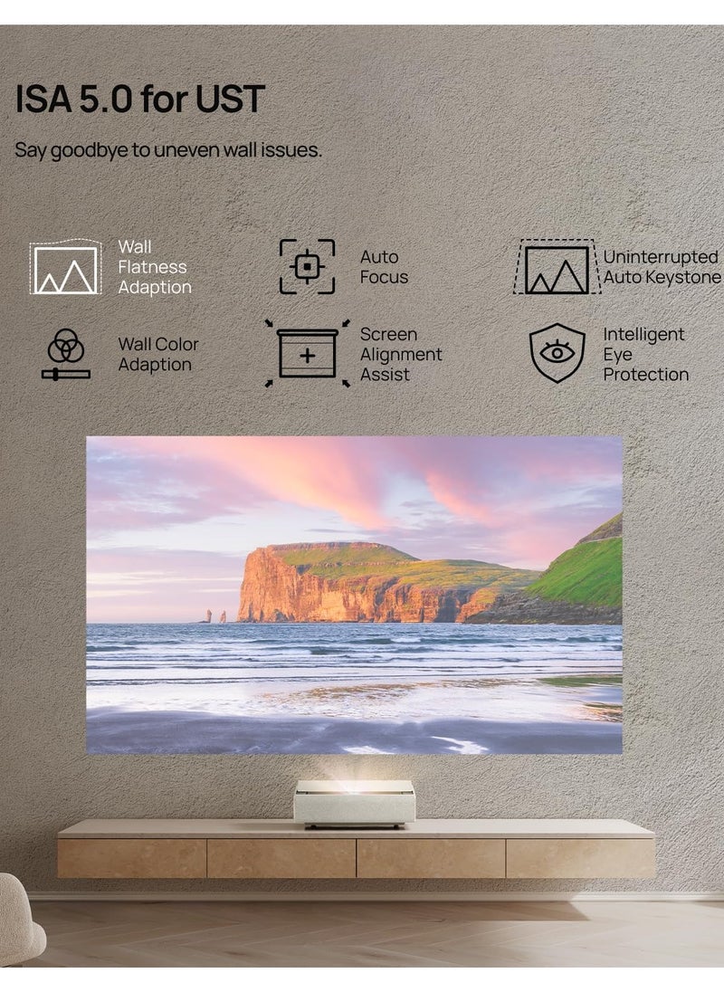 XGIMI - AURA 2 UST Laser Projector, Dolby Vision, IMAX Enhanced, 2300 ISO Lumens, 1,000,000:1 Dynamic Contrast Ratio, 0.177:1 Throw Ratio, Intelligent Screen Adaption, 60W Harman Kardon Speakers - Image 1