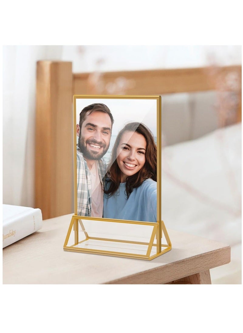 Generic - Acrylic Sign Holders 4x6 inches - Durable, Clear Plastic Table Top Flyer Display Stand for Home, Office, Shop, and Exhibition - Easy Paper Holder for Promotions and announcements(Set of 6) - Image 1