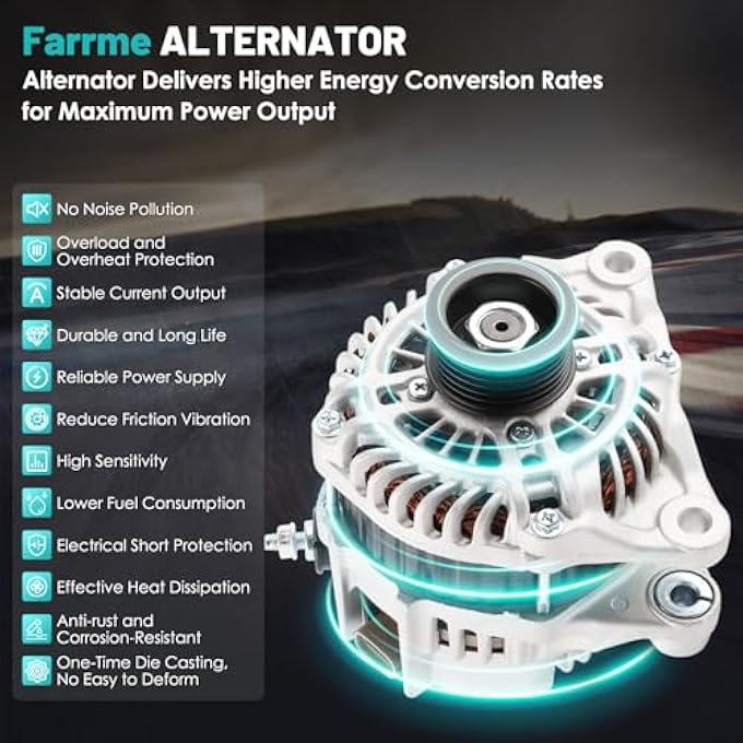 Farrme 20288N Car Alternator Fit for Mazda CX-5 CX5 CX-3 MX-5 Miata, for Mazda 3, for Mazda 6, for Toyota Yaris iA, for Scion iA Automotive Replacement Alternators 100A PE0118300, PE01-18-300, 20288 - Image 5