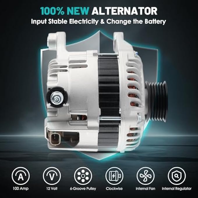 Farrme 20288N Car Alternator Fit for Mazda CX-5 CX5 CX-3 MX-5 Miata, for Mazda 3, for Mazda 6, for Toyota Yaris iA, for Scion iA Automotive Replacement Alternators 100A PE0118300, PE01-18-300, 20288 - Image 3