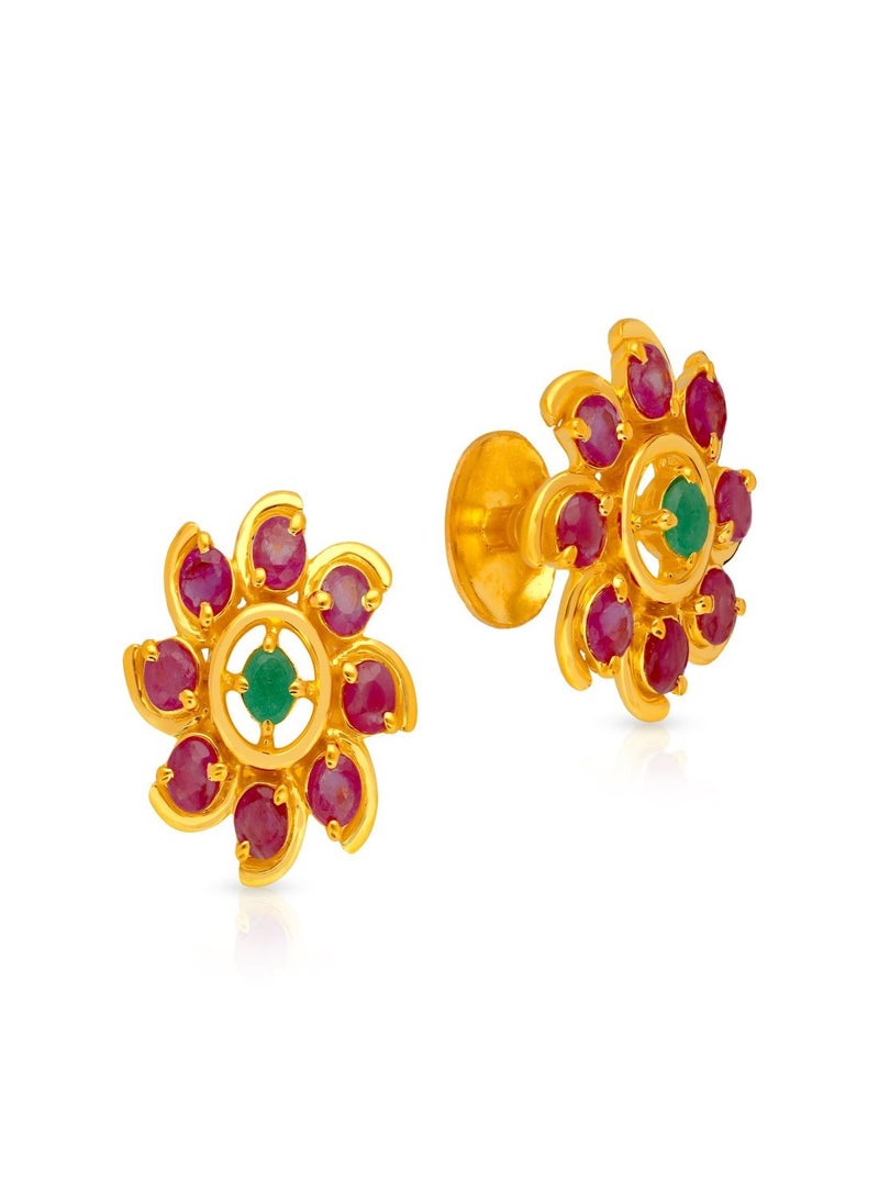 Malabar Gold and Diamonds 22 Carat 916 Purity Precia Gemstone Earrings PNAFNC017ER1Y  - Image 1