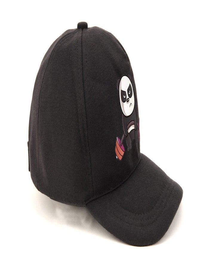 PrimeBox Cotton Head Caps for Men Unisex with Adjustable Velcro Strap Cap Summer Caps Men Sports Cricket Caps, Gym Cap (Black Cap Panda Exercise Print) - Image 2