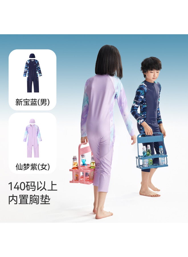 Annil Boys & Girls One-piece Long Sleeve Swimsuit Set, 2025 Summer New High-elastic Hot Spring Surfing Swimwear - Image 5