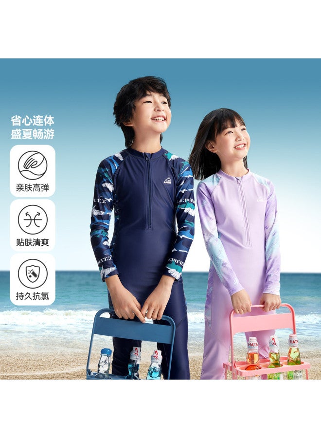 Annil Boys & Girls One-piece Long Sleeve Swimsuit Set, 2025 Summer New High-elastic Hot Spring Surfing Swimwear - Image 2