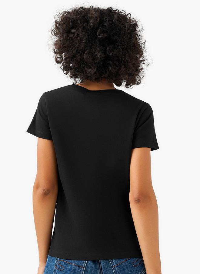 SP Characters Regular Fit Cotton T-shirt with Snoopy Print - Image 3