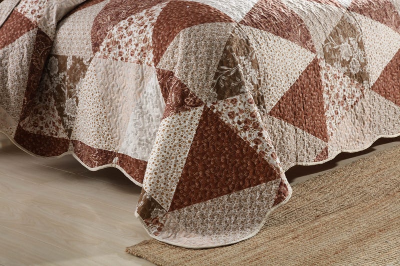 Travan 3-Piece King Bedspread Quilt Sets Patchwork Floral Oversized Reversible Quilted Bedding Coverlet Set for All Seasons, King Size - Image 5