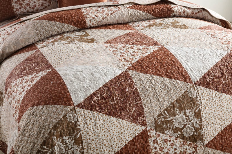 Travan 3-Piece King Bedspread Quilt Sets Patchwork Floral Oversized Reversible Quilted Bedding Coverlet Set for All Seasons, King Size - Image 3