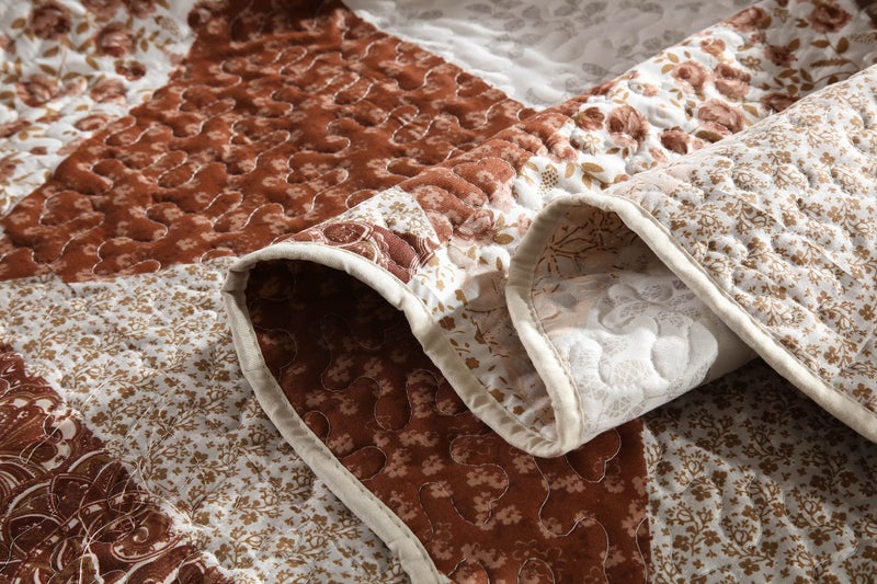 Travan 3-Piece King Bedspread Quilt Sets Patchwork Floral Oversized Reversible Quilted Bedding Coverlet Set for All Seasons, King Size - Image 4