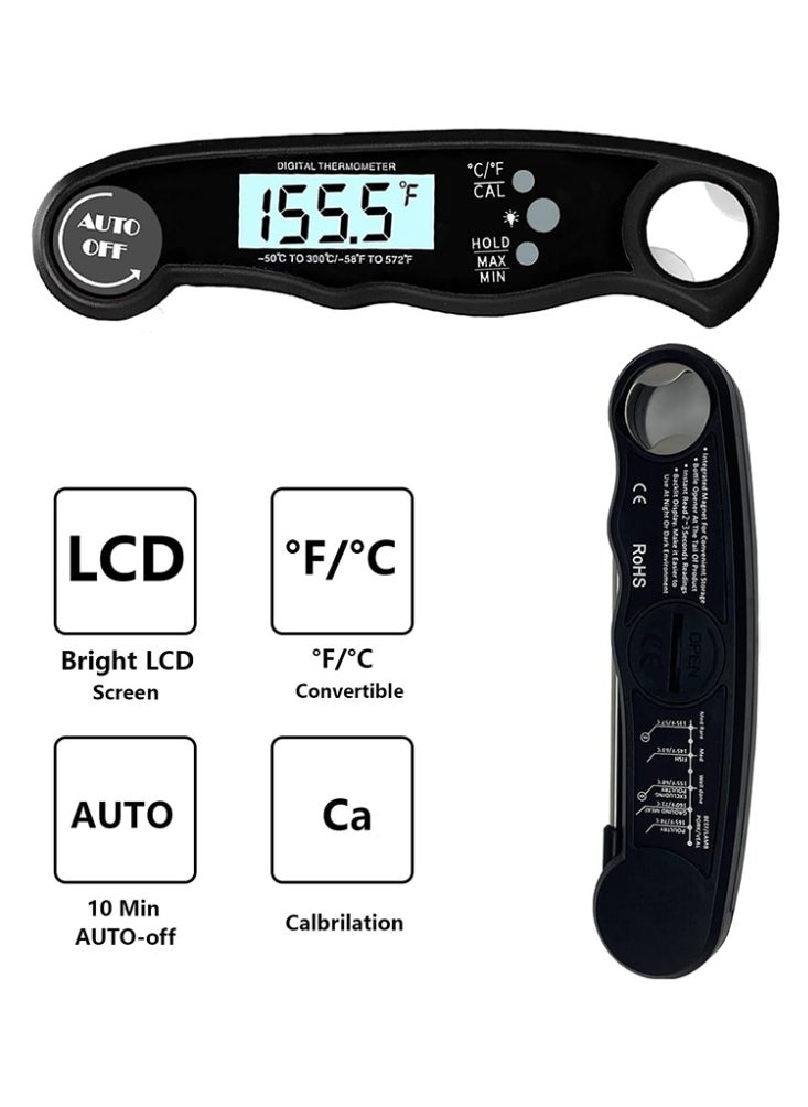 Generic Digital Food Thermometer Black/Grey Instant Read Waterproof Kitchen Tool Accurate Measurement for BBQ Baking Outdoor Use  - Image 5