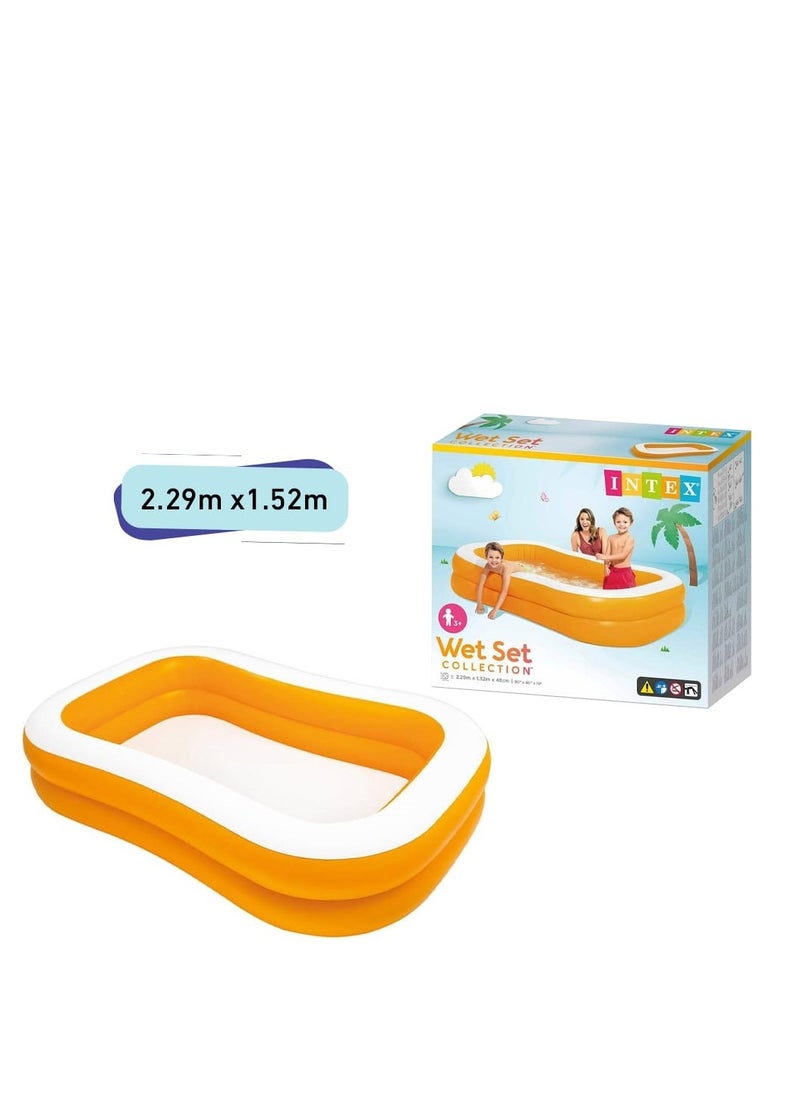 INTEX Wet Set Inflatable Kids Pool – 2.29m x 1.52m – Soft Floor Baby Pool 