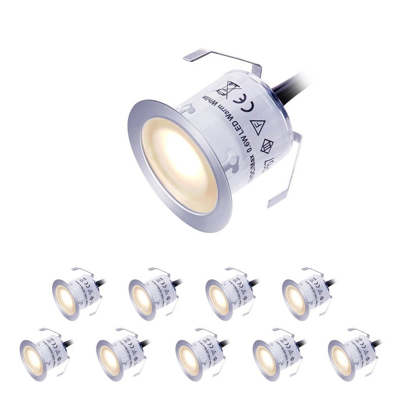 Cimkiz LED Deck Lights Kit 12V Low Voltage Waterproof IP67 Warm White Recessed Deck Lighting In Ground Light for Step Stair Garden Patio Wood Floor Outdoor Landscape Accent Lights Fixtures(Pack of 10) - Image 1