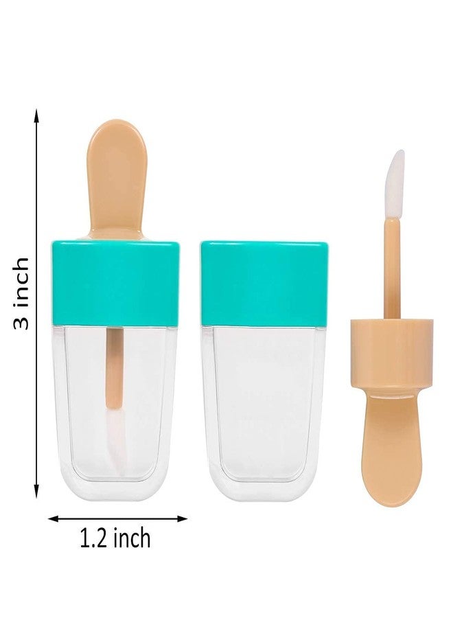 JOLLYSTYLE 15PCS Lip Gloss Tubes - Pink Green Blue Ice Cream Shape Lip Gloss Containers Empty - Refillable Clear Lipgloss/Lip Balm Containers for Girls Women DIY Cosmetics - Image 2