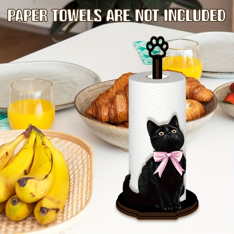 Wooden Cute Kitten Shape Tissue Holder Space Saving Table Storage Rack - Image 4