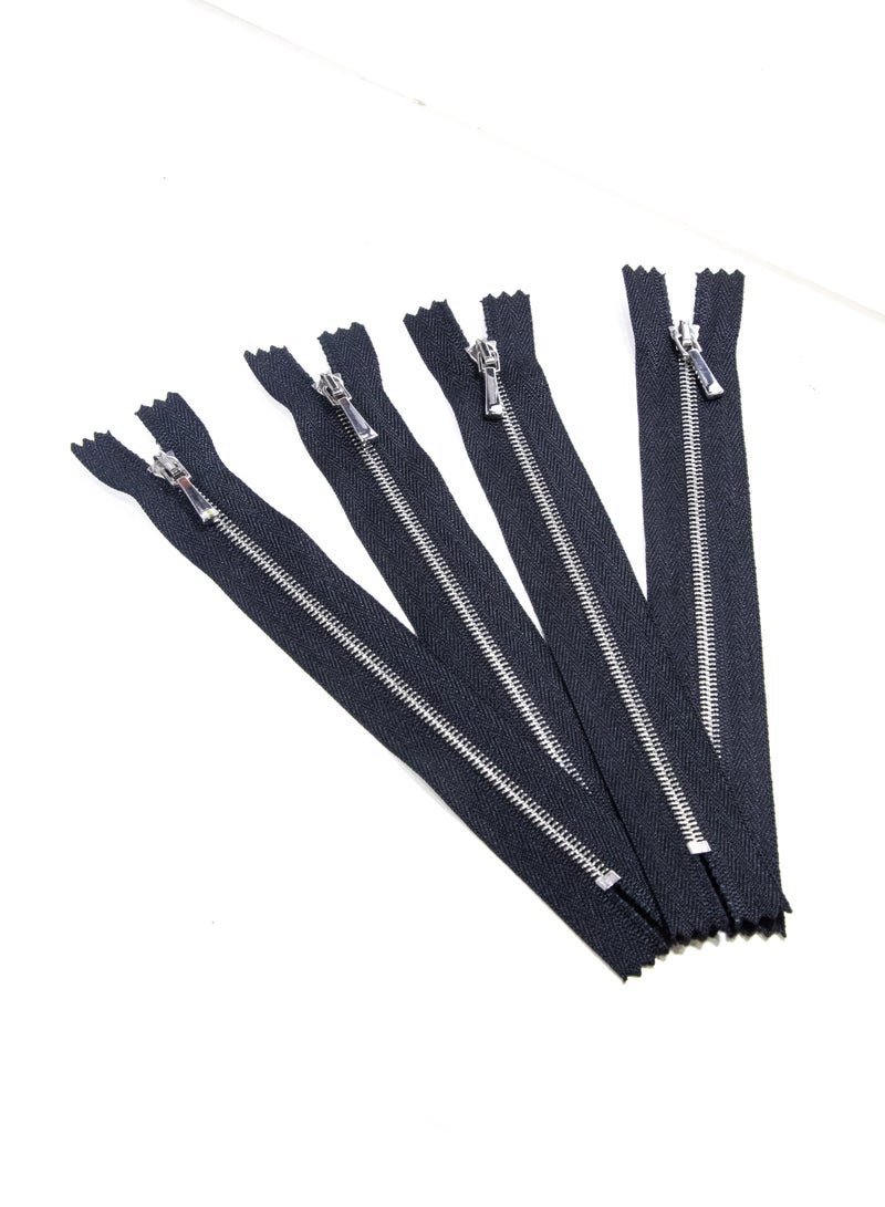 Premium Metal Zipper No.1 - 4pcs - 20cm Heavy-Duty Zippers for Sewing, Crafts & Fashion Accessories (Black+Silver) - Image 3