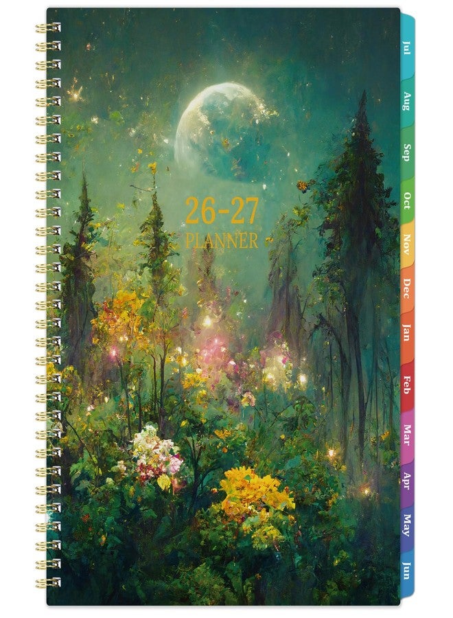 Pinchoco Planner 2026-2027 - Academic Planner 2026-2027, Jul.2026 - Jun.2027, 9" x 11", 26-27 Calendar Planner Weekly and Monthly with Colorful Tabs, Strong Twin-wire, Back Pocket - Dreaming Moon - Image 1