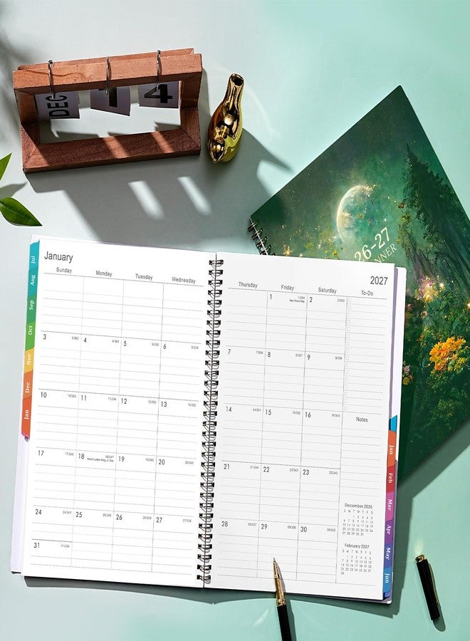 Pinchoco Planner 2026-2027 - Academic Planner 2026-2027, Jul.2026 - Jun.2027, 9" x 11", 26-27 Calendar Planner Weekly and Monthly with Colorful Tabs, Strong Twin-wire, Back Pocket - Dreaming Moon - Image 2