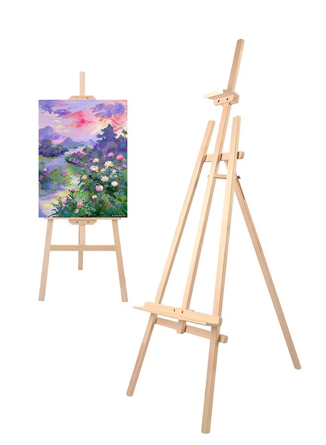 Generic 150cm Adjustable Wooden Drawing Stand Foldable Portable Art Easel with Sturdy Tripod Base Multi-Purpose Painting Stand for Canvas, Posters, Menus Thickened Durable Painting Easel for Artists, Beginners, Amateurs, Designers  - Image 1