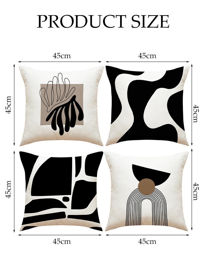 4 Pcs Pillow Covers Set ，Modern Style Cushion Covers，Square Linen Pillowcase，Wear Resistant and Durable，for Outdoor Patio Garden Living Room Sofa Farmhouse Decor ，45 x 45cm - Image 2