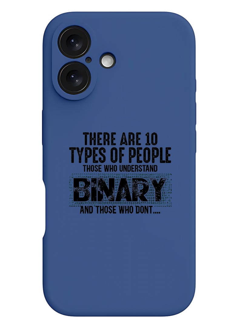 Theodor iPhone 16 Blue Protective Slim Fit Case Liquid Silicone Cover with Full Body Protection Anti-Scratch Shockproof Case For iPhone - Binary Black - Image 1