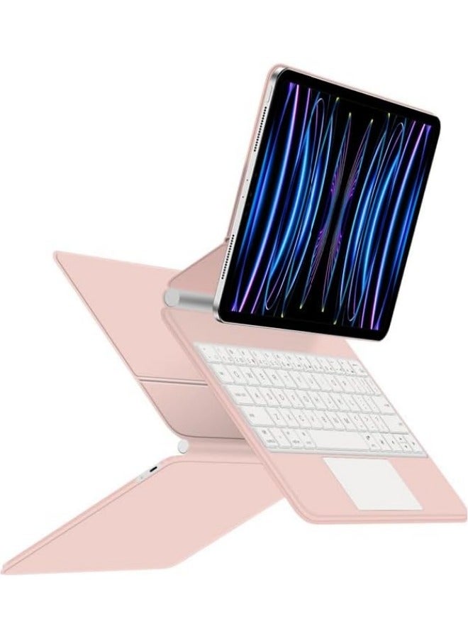 غطاء لوحة مفاتيح لاسلكي عائم مغناطيسي متوافق مع iPad Pro 11 بوصة (جميع الطرز)، لوحة مفاتيح بلوتوث قابلة لإعادة الشحن مع لوحة تعقب متعددة اللمس لـ iPad Pro 11. - Image 1