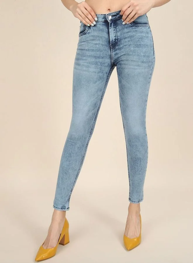 Women Slim Fit Solid Mid Rise Jeans