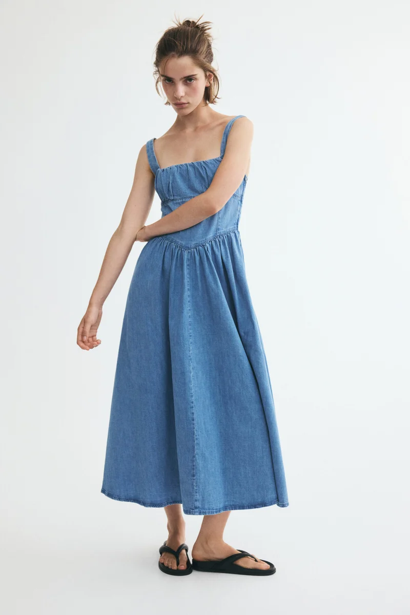 Denim midi dress