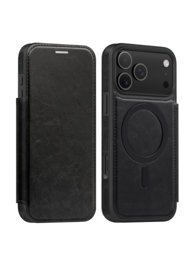 Magnetic Flip Leather Wallet Case for iPhone 17 Pro Max / 17 Pro with RFID Blocking Card Slot, Full Coverage Shockproof Cover - Image 1