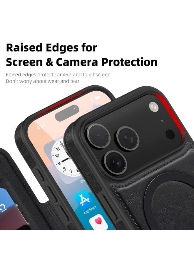 Magnetic Flip Leather Wallet Case for iPhone 17 Pro Max / 17 Pro with RFID Blocking Card Slot, Full Coverage Shockproof Cover - Image 2