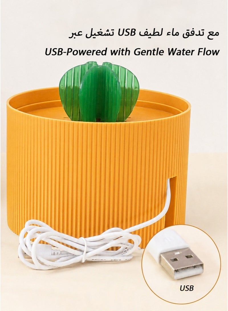 نافورة ماء قطط أوتوماتيكية بتصميم صبار، سعة 1.2 لتر، شارب ماء للقطط يعمل عبر USB مع فلتر ثلاثي الطبقات وتدفق هادئ وأجزاء قابلة للفك - Image 5