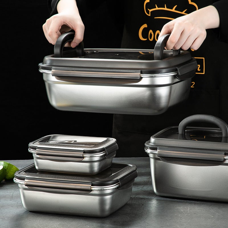 Stainless Steel Airtight Food Container Large Capacity 304 stainless steel + Black PP cover 