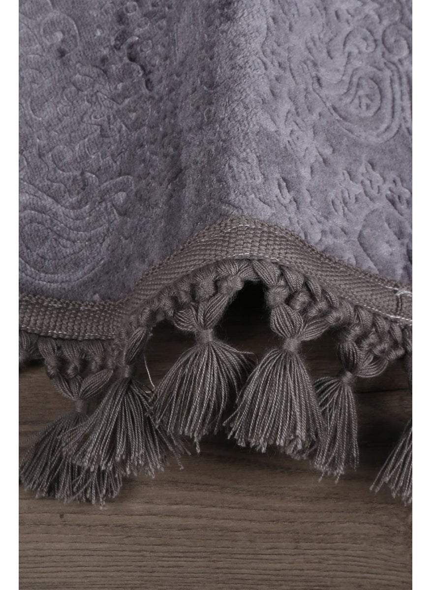 Bonny Home Nova Anthracite Round 100X100 cm Pompom Fringed Non-Slip Based Machine Washable Bath Mat  - Image 3