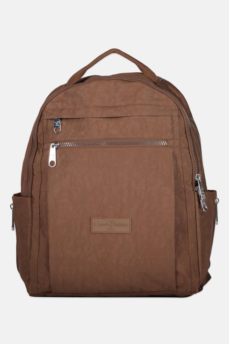 I Love Fashion Women Jessie Brand Logo Backpack 38 H x 30 L x 12 W cm, Brown - Image 1