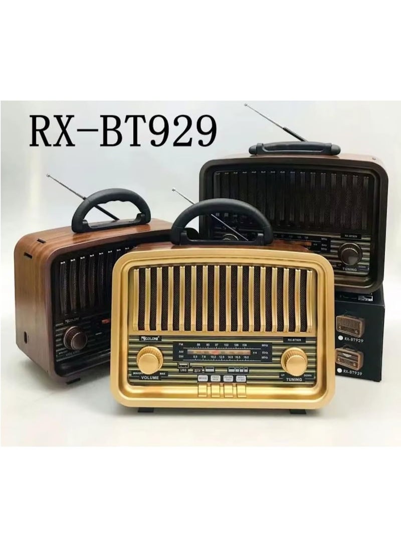 جولون راديو RX-BT929 المحمول بتصميم خشبي وتقنية البلوتوث، مزود بمستقبل ثلاثي النطاقات (FM/AM/SW) ومكبر صوت لاسلكي بطراز كلاسيكي (ريترو)، يدعم التشغيل عبر ذاكرة USB وبطاقة TF، ويتميز بتقنية ستيريو TWS، وبطارية قابلة لإعادة الشحن، وإمكانية التشغيل عبر التيار الكهربائي (AC)، بالإضافة إلى كونه مشغل موسيقى MP3 مناسباً للمنزل والمكتب والاستخدام الخارجي والسفر - متعدد الالوان - Image 4
