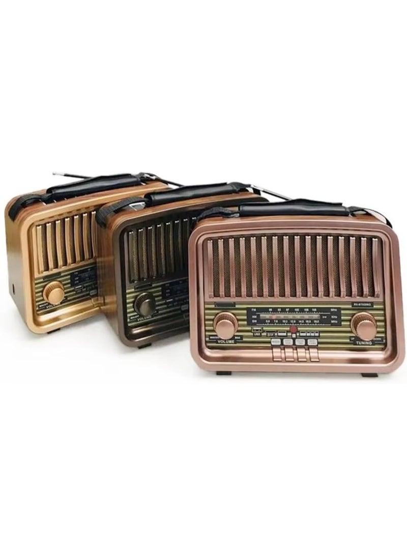 جولون راديو RX-BT929 المحمول بتصميم خشبي وتقنية البلوتوث، مزود بمستقبل ثلاثي النطاقات (FM/AM/SW) ومكبر صوت لاسلكي بطراز كلاسيكي (ريترو)، يدعم التشغيل عبر ذاكرة USB وبطاقة TF، ويتميز بتقنية ستيريو TWS، وبطارية قابلة لإعادة الشحن، وإمكانية التشغيل عبر التيار الكهربائي (AC)، بالإضافة إلى كونه مشغل موسيقى MP3 مناسباً للمنزل والمكتب والاستخدام الخارجي والسفر - متعدد الالوان - Image 2