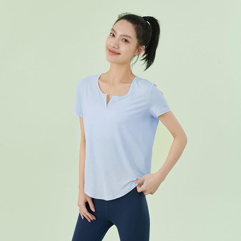 Women's Quick-Dry V-Neck Short-Sleeve T-Shirt for Yoga - Image 4