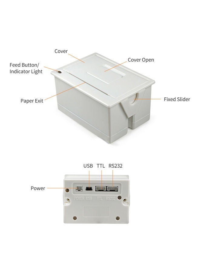 NIBEMINENT Mini 58mm Embedded Thermal Printer White  - Image 4