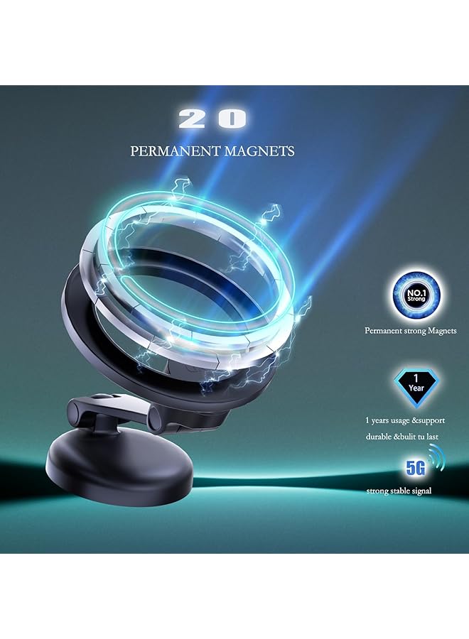 KASTWAVE Magnetic Car Phone Holder For Magsafe Zinc Alloy Foldable Design Compatible With Iphone 15 14 13 12 Pro Max And All Smartphones - Image 2