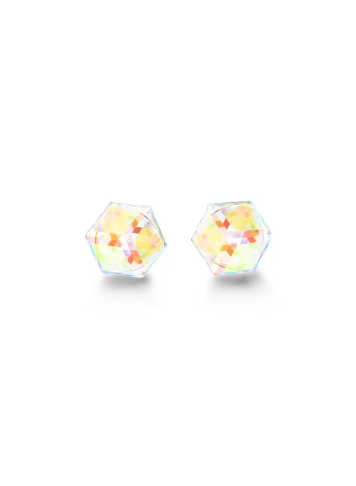 Seona Seona Irene 4mm Cubic Cut Crystal Stud Earrings – Hypoallergenic Tarnish‑Free Stainless Steel Jewelry for Women, Radiant Everyday Women Accessory with Timeless Elegance and Lasting Brilliance - Aurore Boreale