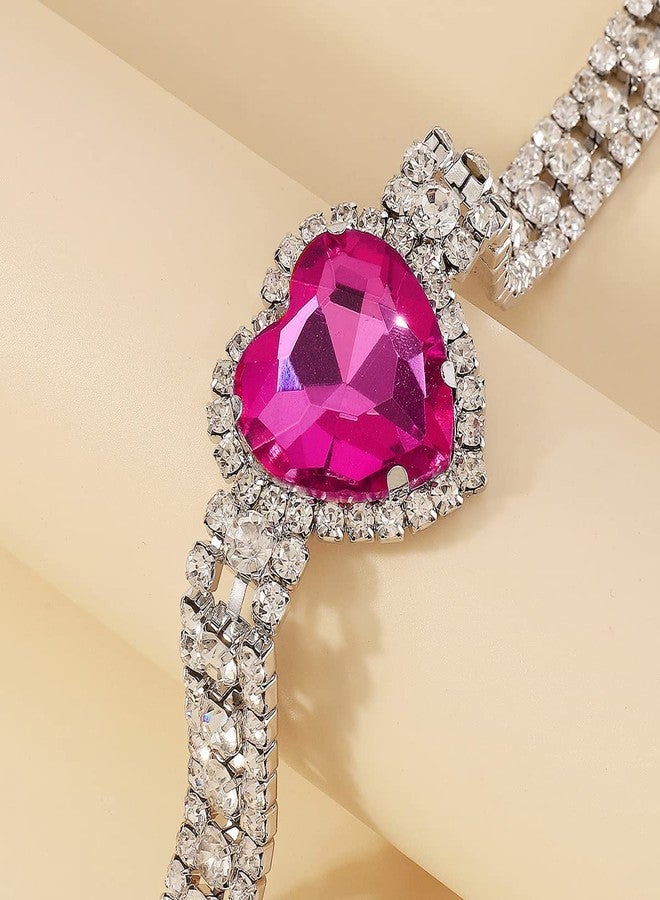 Chargances Big Heart Crystal Pendant Choker Silver Statement Rhinestone Necklace Short Dainty Jewerly for Women (4) - Image 4