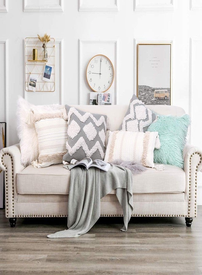 OJIA Lumbar Decorative Boho Throw Pillow Cover, 12 x 20 Farmhouse Cute Pillowcase Minimalist Neutral Collection Cream White Tufted with Tassels Woven Cushion Cover for Sofa Couch Bedroom Living Room - Image 5