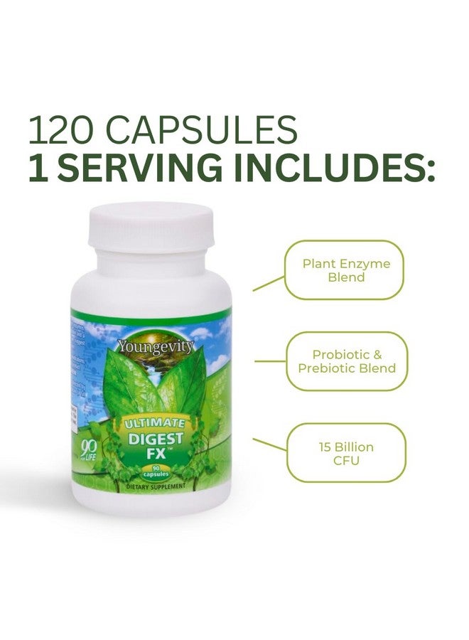 Youngevity Ultimate Digest FX™ - Ultra Prebiotic, Probiotic, & Enzyme - Plant Enzyme Blend - FOS Blend - Sea Minerals - 15 Billion Lactobacillus Blend - Digestion Aid - 90 Capsules - Image 4