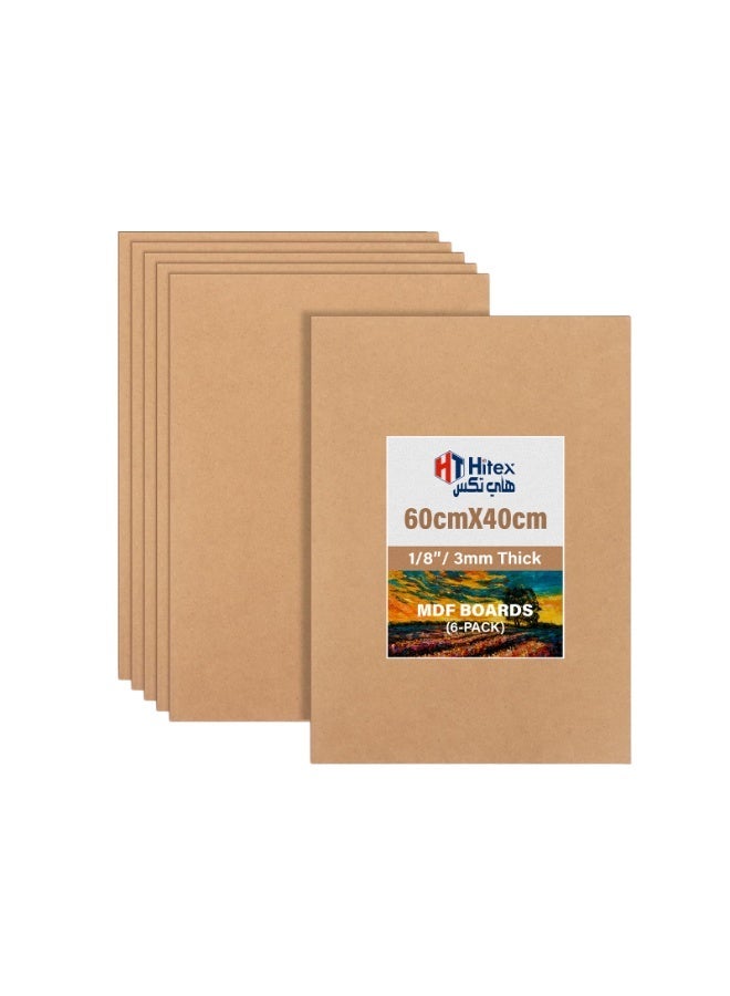 هيتكس لوح MDF سادة - بني - ٣ مم | سطح أملس غير مصقول وحواف مصقولة | مثالي لمشاريع "اصنعها بنفسك"، ديكور المنزل، التصميم الداخلي، النجارة، الحرف اليدوية، والرسم (٦٠ سم × ٤٠ سم - ٦ قطع) - Image 1