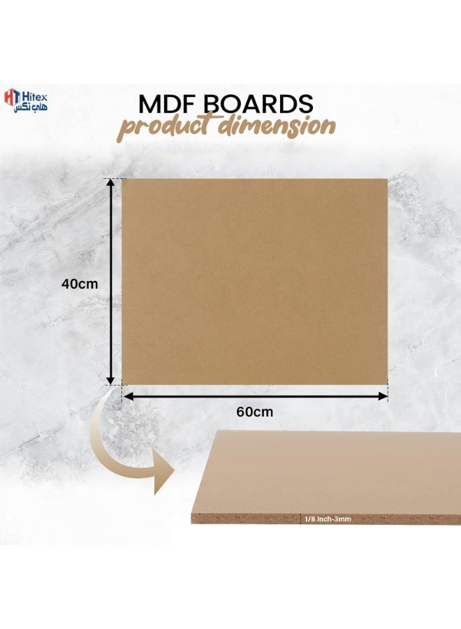 هيتكس لوح MDF سادة - بني - ٣ مم | سطح أملس غير مصقول وحواف مصقولة | مثالي لمشاريع "اصنعها بنفسك"، ديكور المنزل، التصميم الداخلي، النجارة، الحرف اليدوية، والرسم (٦٠ سم × ٤٠ سم - ٦ قطع) - Image 2